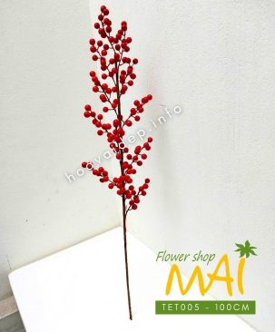 Cành đào đông nhiều trái đỏ đẹp 100cm TET005