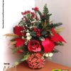 Bình hoa hồng giả trang trí Noel 329EL