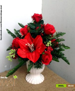 Bình hoa giả Noel sắc đỏ 350EL