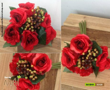 Bó hoa hồng đỏ và trái giả 641BHH