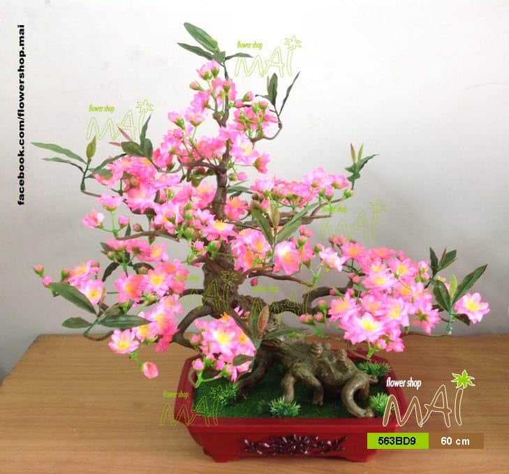 Chậu đào bonsai giả đẹp 60cm 563BD9