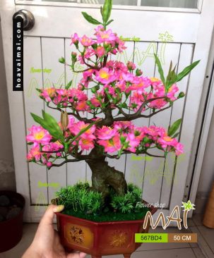 Đào bonsai giả để bàn trưng Tết 567BD4